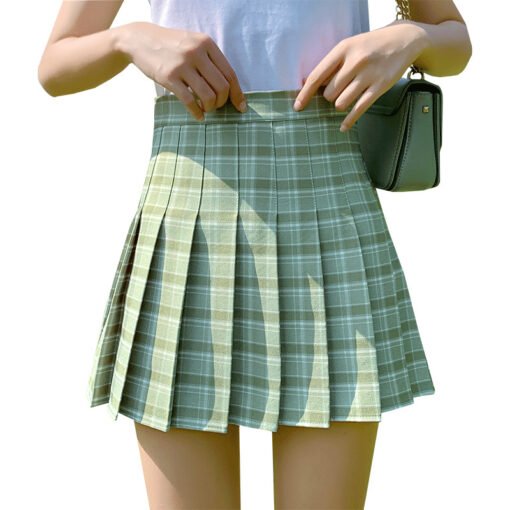 Vapetix XS-XXL  New Style Plaid Skirt High Waist 2025 Korean Style Preppy Style Wrinkled Skirt Slimming A- line Wid - Image 3
