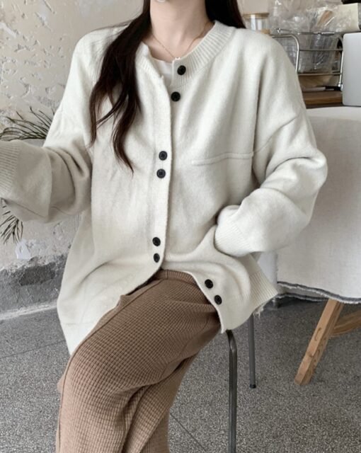 Vapetix One size fits all-One size fits all  Lazy Style Solid Color Knitted Cardigan Women's Spring and Autumn Loose Japanese Style Soft Waxy pl