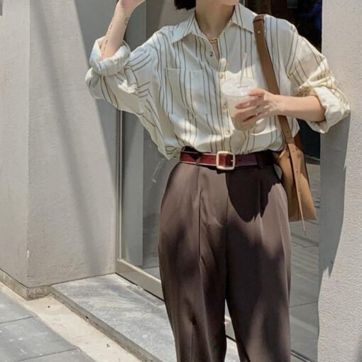 Casual Retro British Striped Handsome Shirt - Image 6