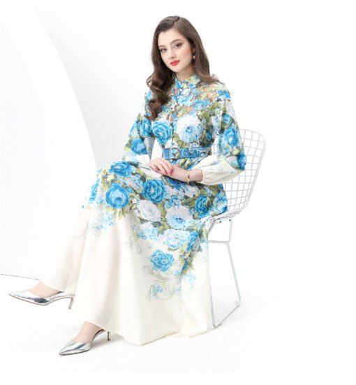 Vapetix S-3XL  Cross-border foreign trade export women's holiday style retro stand collar single-breasted lace sti - 图片 5