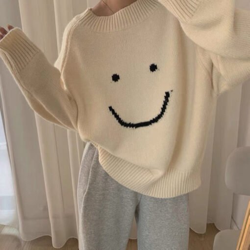 Vapetix One size fits all-One size fits all  Japanese New Korean Women's Autumn and Winter New Loose Outer Wear Round Neck Pullover Sweater Wome - 图片 2