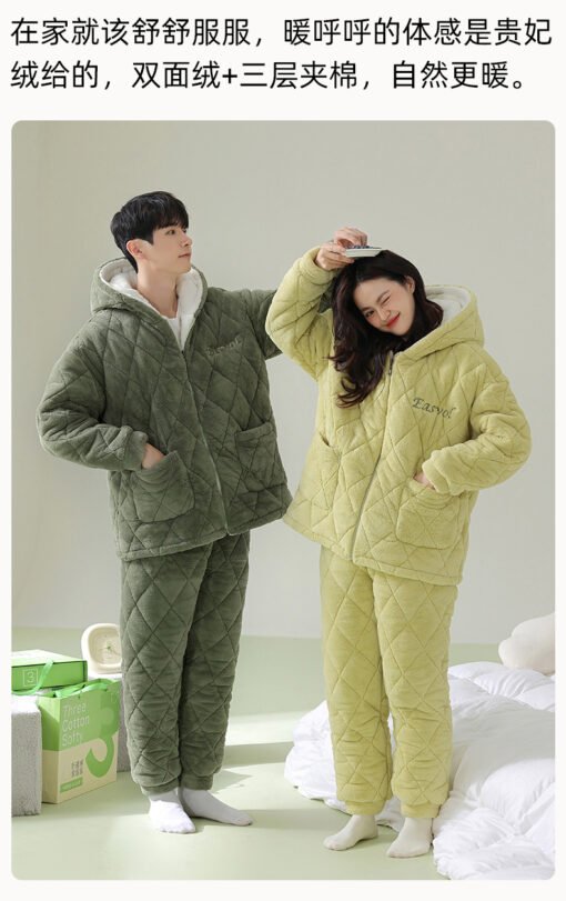 Vapetix M [Three layer thick warm coat]-  [Cotton Warm Clothes] Winter Couple Pajamas Three-Layer Cotton-Padded Coral Velvet Thickened Warm C