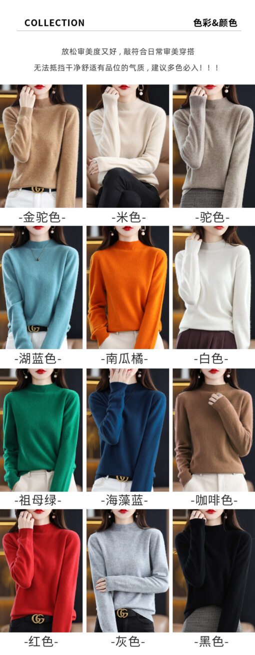 Vapetix Within S 95-XXL 135-150  Seamless One-piece Half-turtleneck Women's Andy Velvet Sweater Autumn and Winter New Classic Solid - 图片 3