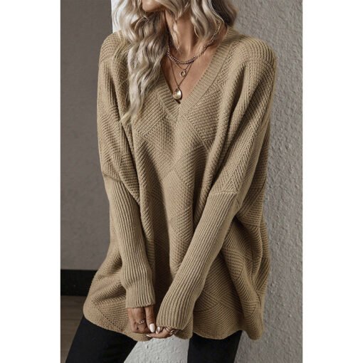 European And American Loose Oversize Knitted Textured Sweater For Women - Image 4