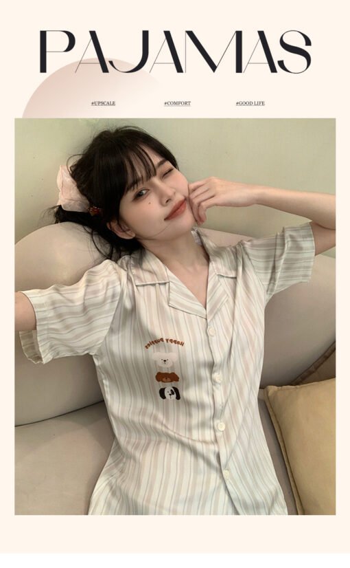 Vapetix M-XL  Kindergarten puppy couple Japanese cartoon spring men and women summer ice silk short sleeve cool h - Image 4