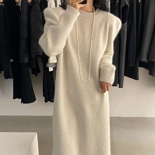 Vapetix One size fits all-One size fits all  Autumn and Winter New Korean Style Knitted Straight dress Women's Loose Slimming Mid-length Over-th