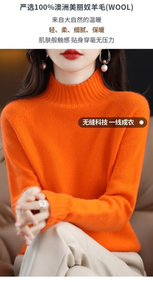 Vapetix S-XXL  First-line clothing thickened pure wool sweater women's base autumn and winter new semi-high collar - 图片 2
