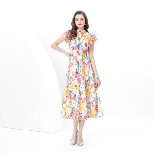 Vapetix S-2XL  Europe and the United States cross-border export women's 2025 new vintage lace stand collar waist s - 图片 3