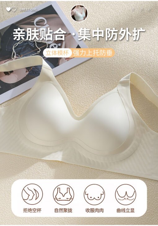 Vapetix M [32/70, 34/75ABC under 105 pounds]-XXL [135-160 pounds 40/90ABC]  Traceless Soft Support Fixed Cup Comfortable Lace-up Anti-sagging No-steel Ring Underwear Back-up S - 图片 2