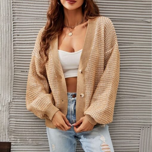 Plus Size Women's Knitwear Button Sweater - Image 2