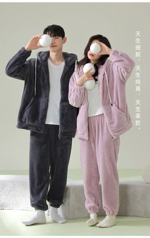 Vapetix M 【 Soft and fluffy Noble Consort velvet 】-  [soft velvet] autumn and winter couple pajamas women coral velvet padded men's flannel home clothes - Image 3
