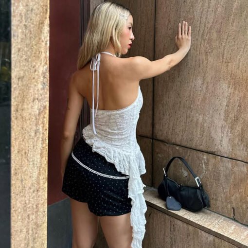 Vapetix S-L  Seaside Holiday Style Lace Hanging Neck Vest Women's Outer Wear Lightweight Transparent Strap Irreg - Image 2