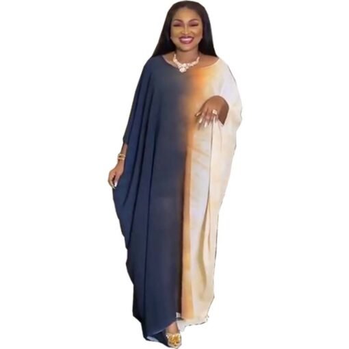 Vapetix One size fits all-One size fits all  Cross-border source of new French retro gentle gradient dress loose slim plus size dress turban - 图片 2