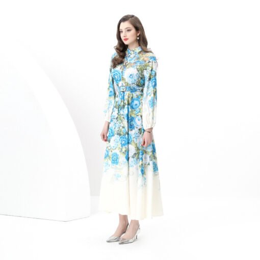 Vapetix S-3XL  Cross-border foreign trade export women's holiday style retro stand collar single-breasted lace sti - 图片 6