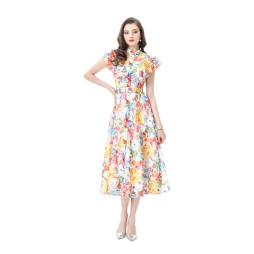 Vapetix S-2XL  Europe and the United States cross-border export women's 2025 new vintage lace stand collar waist s - 图片 5