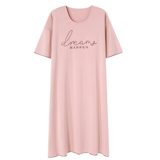 Vapetix M-XXL  Women's Summer Modal Thin Short-sleeved Sweet Cute Student Anti-bump Nightdress with Chest Pad - 图片 4
