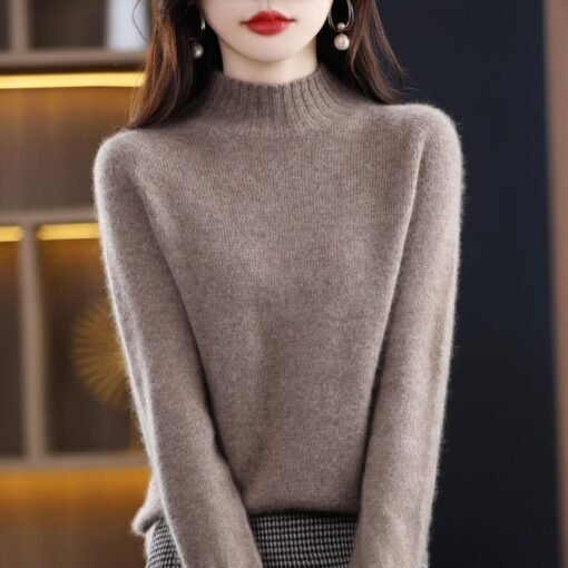 Vapetix S-XXL  First-line clothing thickened pure wool sweater women's base autumn and winter new semi-high collar - 图片 3