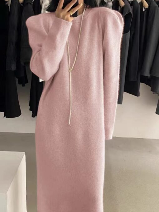Vapetix One size fits all-One size fits all  Autumn and Winter New Korean Style Knitted Straight dress Women's Loose Slimming Mid-length Over-th - 图片 3
