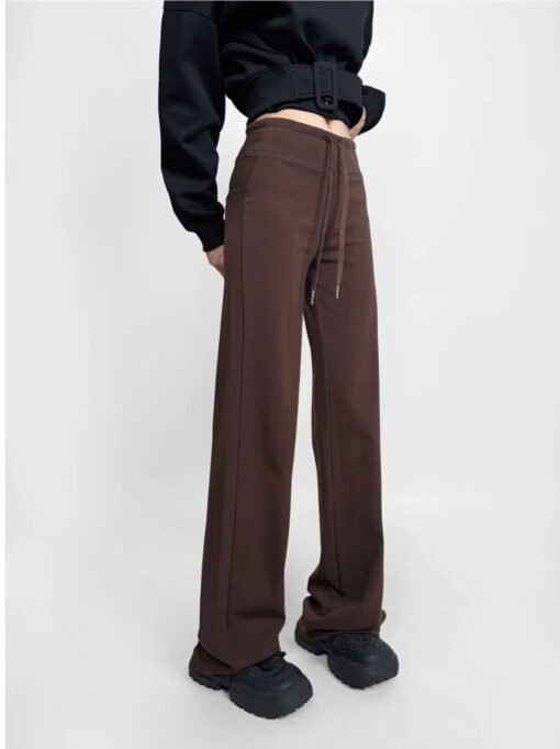 Vapetix S-L  American Style Spice Girl Knitted Dipped Straight Wide Leg Pants Women's Spring and Autumn Low Wais - 图片 3