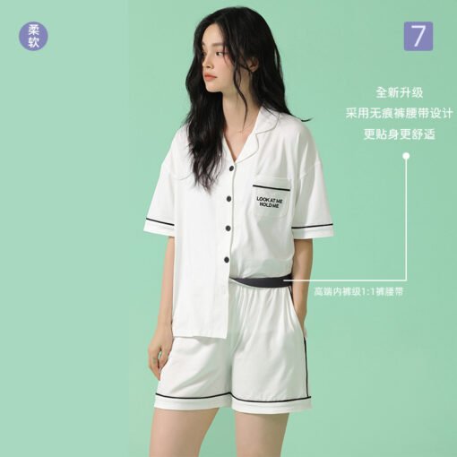 Vapetix M 【 Super Soft Modal Cotton 5A Antibacterial 】-  [Super soft] Summer Modal Cotton Couple Pajamas Short Sleeve Spring and Autumn Thin Pajamas Men and - 图片 3