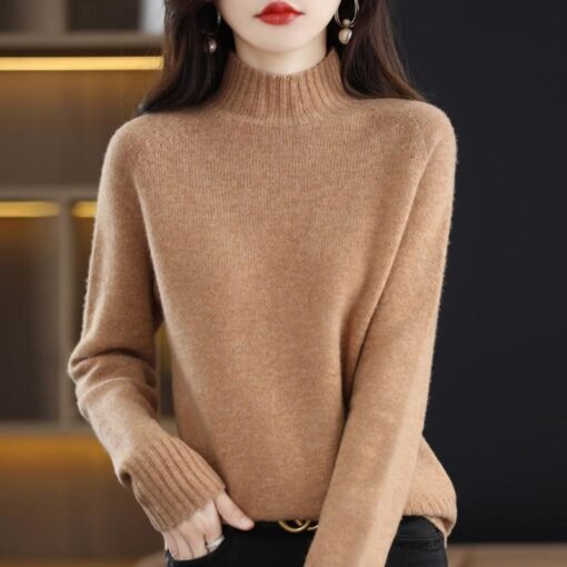 Vapetix S-XXL  First-line clothing thickened pure wool sweater women's base autumn and winter new semi-high collar - 图片 4
