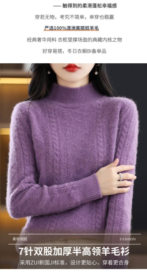 Vapetix S 90-100 pounds-XXL 135-155 pounds  Seven-pin Thickened Half-turtleneck Wool Sweater Women's Autumn and Winter New Skin-friendly Warm W - 图片 2