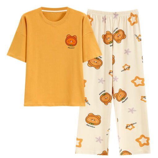 Vapetix M-4XL  Pajamas Women's Summer Women's 2024 New Women's Cotton Short-sleeved Trousers Spring and Autumn Ora - 图片 4