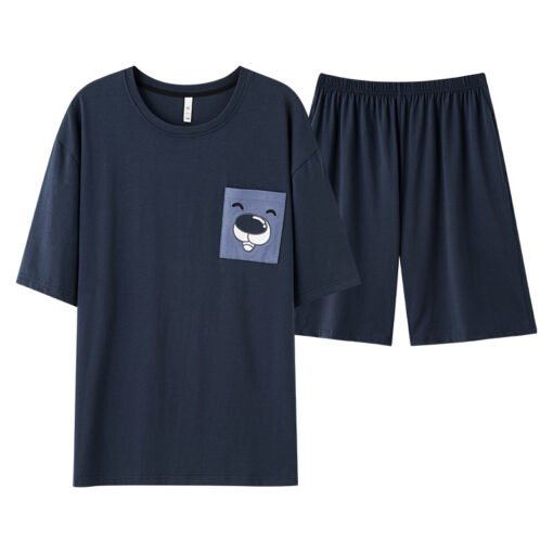 Vapetix M 【 7A Antibacterial Xinjiang Cotton 】-  [Hennie Bear Joint Name] Short-sleeved Couple Pajamas Women's Summer Pure Cotton Thin Student Men's - 图片 4