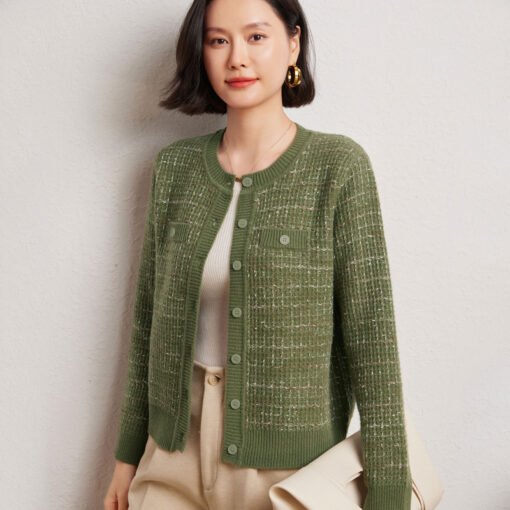Vapetix M 80-105 pounds-XL 125-150 pounds  Seven-pin Mid-thick Crewneck Women's Cashmere Cardigan Fragrant Style Celebrity Design Coat Autumn - 图片 3