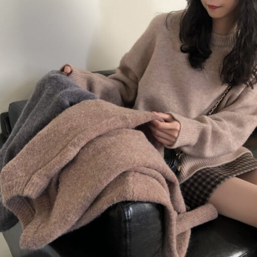 Vapetix One size fits all-One size fits all  Korean Style Solid Color Sweater Women's Pullover Lazy Style Loose Thickened Autumn and Winter Oute - 图片 2