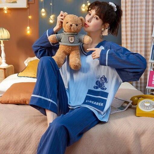 Vapetix M-XXL  Pajamas Women's Spring and Autumn Long Sleeve Cotton suit 2023 New Student Ins Style Autumn and Win - 图片 5