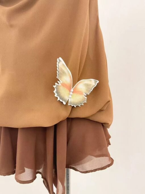 Vapetix S-L  Vietnamese Niche huelleyros Butterfly Strapless Fish Bone Top Women's Retro Slimming Spice Girl Ski - 图片 6