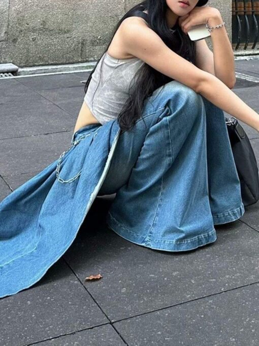 Autumn Winter False-two-piece Slim Flare Pants - Image 4