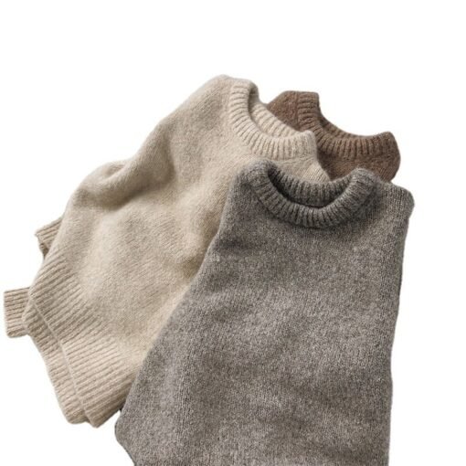 Vapetix One size fits all-One size fits all  Korean Style Crewneck Simple Lazy Solid Color Knitted Sweater 2023 Spring New Thickened Fashionable - 图片 3