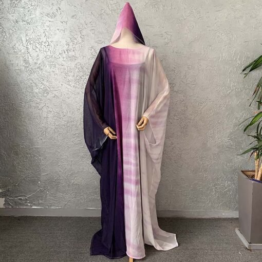 Vapetix One size fits all-One size fits all  Cross-border source of new French retro gentle gradient dress loose slim plus size dress turban - 图片 3