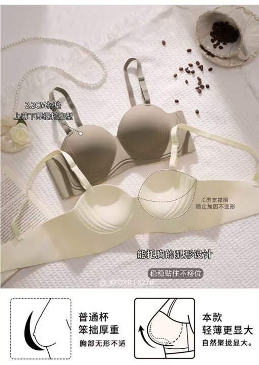 Vapetix 32/70AB-38/85B  Women's Strapless Non-slip Bra Underwear Women's Strapless Small Chest Rising Cup Chest-revealing S - 图片 4