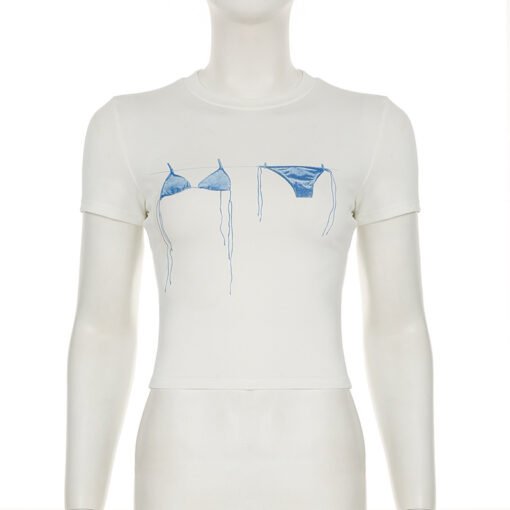 Vapetix S-L  Beach Bikini Printed Short-sleeved T-shirt Women's European and American New Vacation Fashion Casua - 图片 4
