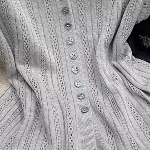 Vapetix One size fits all-One size fits all  2025 Spring and Summer New Hollow V-neck Knitted Cardigan Women's Loose Slimming Fashionable Short- - Image 6