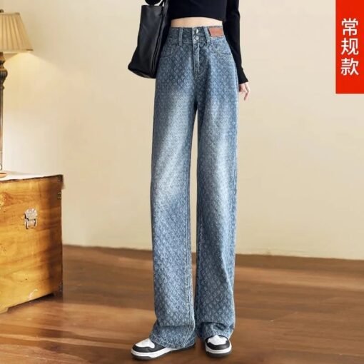 Vapetix 26 [80-90 pounds]-34 [160-170 pounds]  New Wide Leg Jeans Women's 2025 Spring and Autumn plus size High Waist Casual Loose Wide Leg Straig - 图片 5