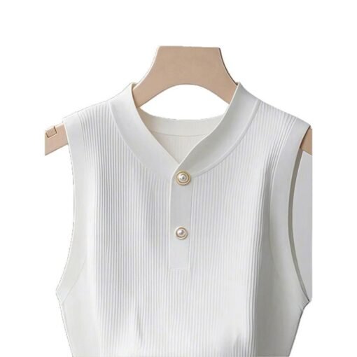 Vapetix One size fits all-One size fits all  Sleeveless White Knitted Vest Women's Inner 2025 New Summer Sleeveless Slim-Fit Short Base Stacked - 图片 4