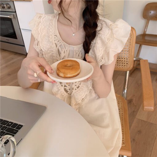 Vapetix S-L  Real Shot 2022 Fashion Korean Style Lace Stitching Palace Style Princess Summer Thin Home Wear Nigh - Image 6
