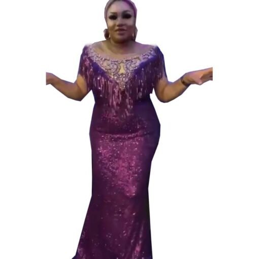 Vapetix L-XXL  Cross-border supply of 2021 sequins tassel mop dress pullover beaded sexy hip elegant evening dress - 图片 5