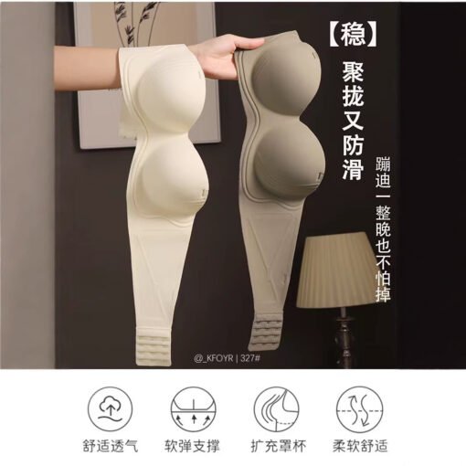 Vapetix 32/70AB-38/85B  Women's Strapless Non-slip Bra Underwear Women's Strapless Small Chest Rising Cup Chest-revealing S - 图片 6