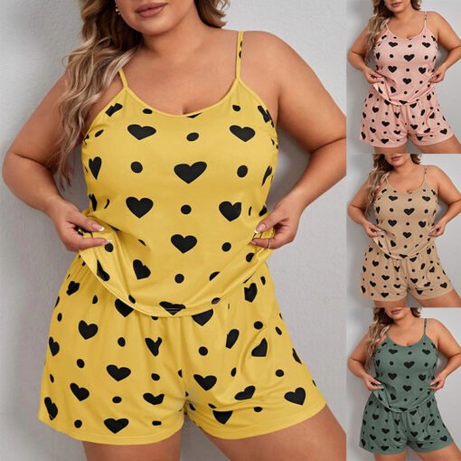 Vapetix 1XL-5XL  European and American Cross-border temu plus size Sexy Sling Sling suit Enlarge Fat Woman Pajamas W - 图片 3