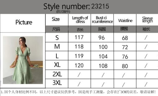 Vapetix S-XL  2025 Amazon European and American Women's Spring and Summer New Breasted Long V-Neck Lantern Sleeve – Bild 5