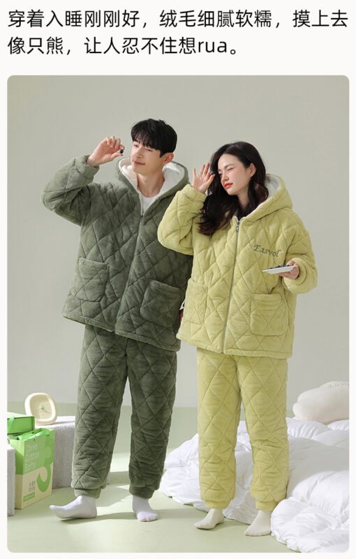 Vapetix M [Three layer thick warm coat]-  [Cotton Warm Clothes] Winter Couple Pajamas Three-Layer Cotton-Padded Coral Velvet Thickened Warm C - 图片 6