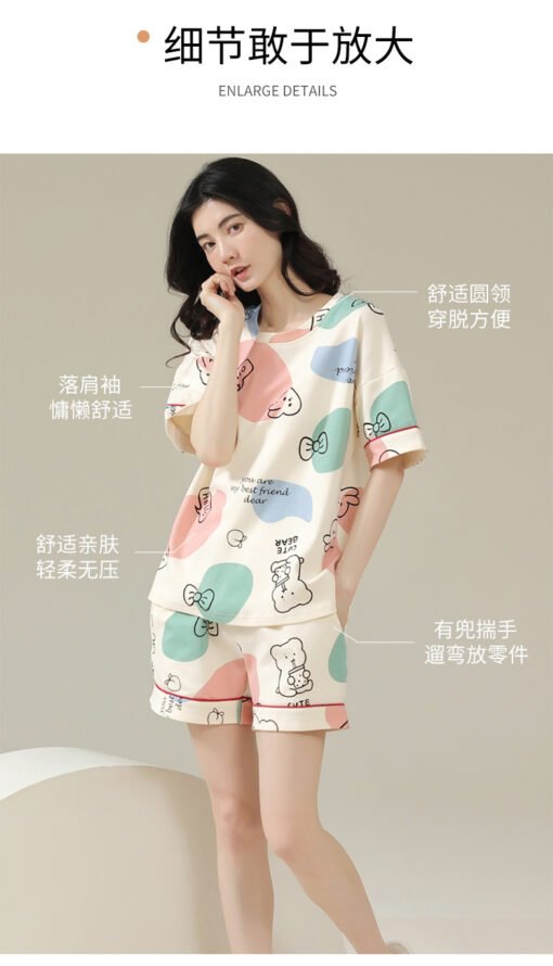 Vapetix M-XXL  Summer pajamas women sweet cute short sleeve shorts cotton suit women summer little ladies plus siz - 图片 6