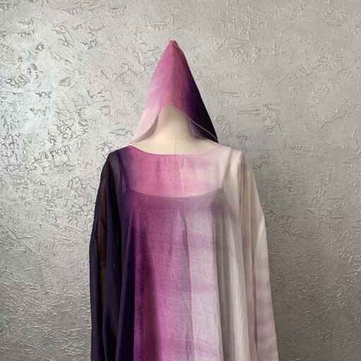 Vapetix One size fits all-One size fits all  Cross-border source of new French retro gentle gradient dress loose slim plus size dress turban - 图片 4