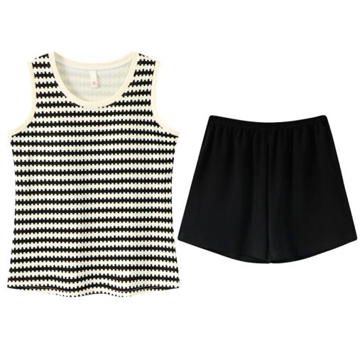 Vapetix M-XXL  Pure Cotton Pajamas suit Women's Summer New Arrival Outwear Vest Shorts Home Clothes Two-Piece Set - 图片 4