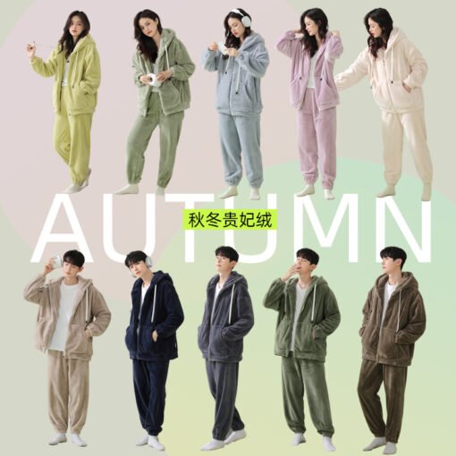 Vapetix M 【 Soft and fluffy Noble Consort velvet 】-  [soft velvet] autumn and winter couple pajamas women coral velvet padded men's flannel home clothes - Image 6